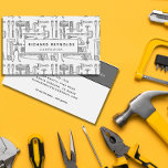 Professional Carpentry Tools Vintage Grey Business Card<br><div class="desc">A simple illustration of vintage carpentry tools. In shades of grey, the traditional woodworking tools create an iconic business card for your business. The reverse has coordinated colours and includes space for a business name, address, phone and email. Other information can be added by clicking the option to customize further....</div>