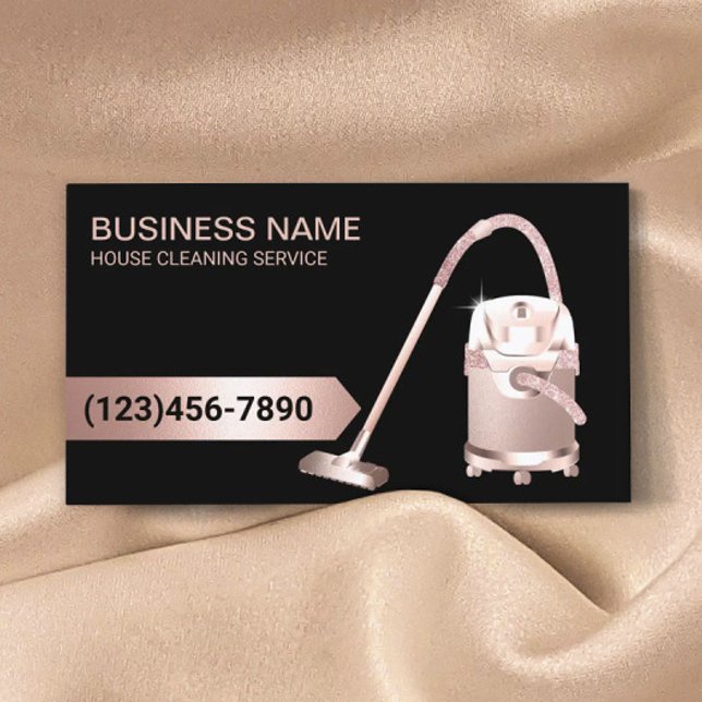 Professional Carpet Cleaning Rose Gold Glitter Business Card (Creator Uploaded)