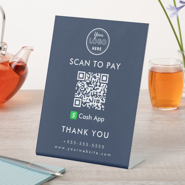 Professional Cash App QR Code Scan to Pay Logo Pedestal Sign (In SItu)