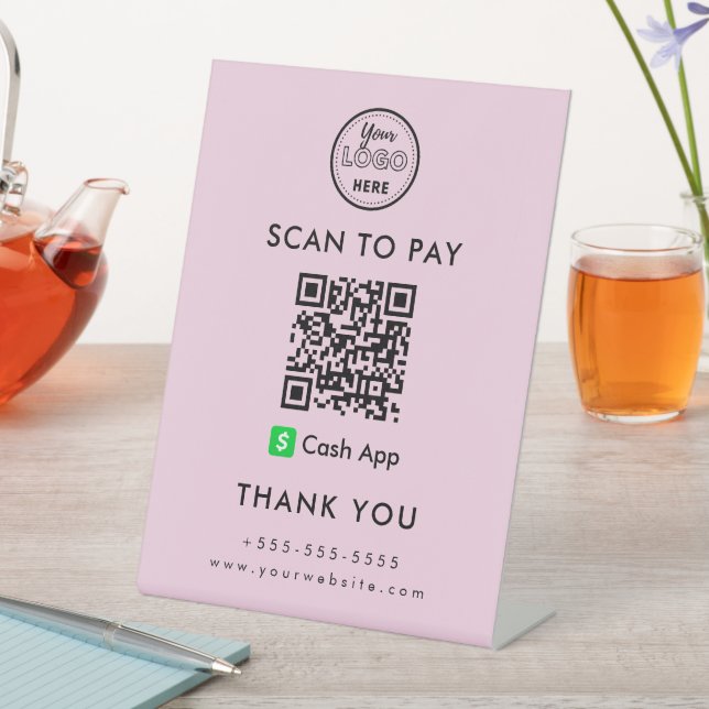 Professional Cash App QR Code Scan to Pay Logo Pedestal Sign (In SItu)
