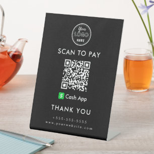 Professional Cash App QR Code Scan to Pay Logo Pedestal Sign