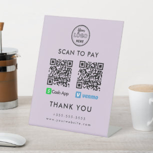 Professional Cash App Venmo QR Code Scan to Pay Pedestal Sign