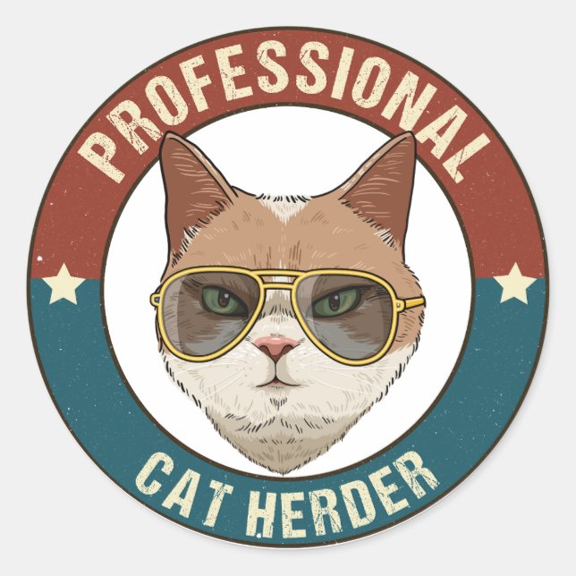  Professional Cat Herder Classic Round Sticker (Front)