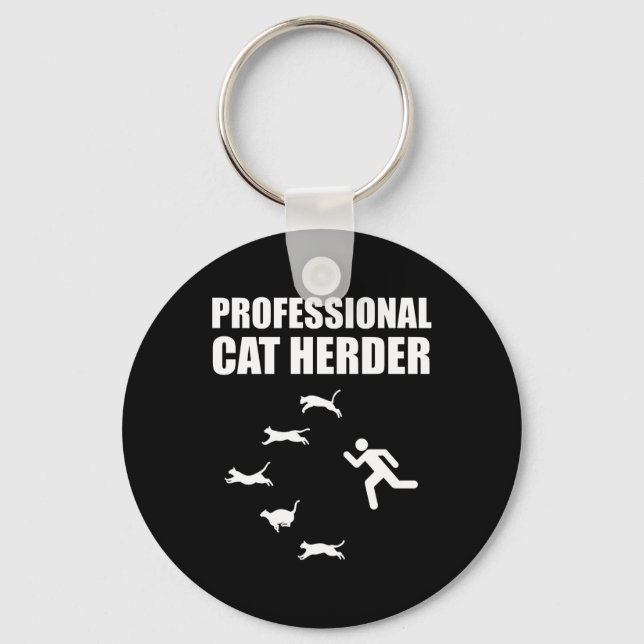 Professional Cat Herder Funny Herding Cats Keychain (Front)