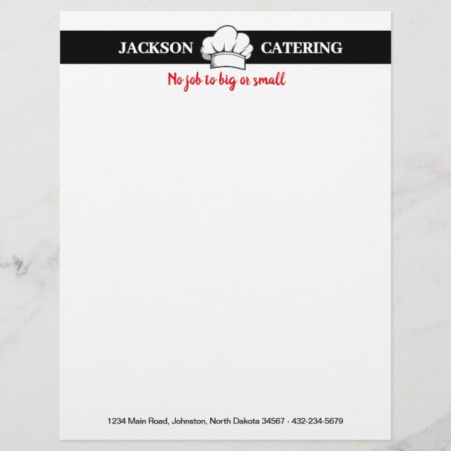 Professional Catering Service Letterhead (Front)