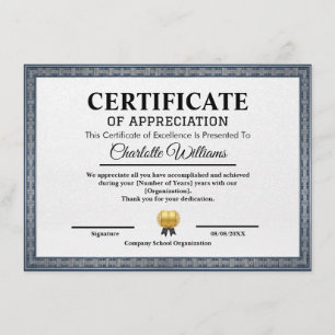 Professional Certificate of Appreciation Template