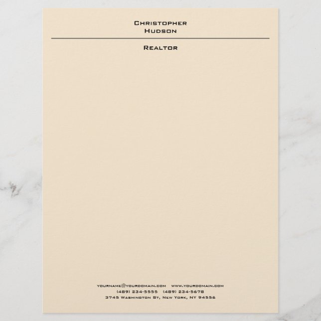 Professional Champagne Colour Simple Plain Letterhead (Front)