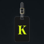 Professional Chartreuse Yellow Neon Black Monogram Luggage Tag<br><div class="desc">Monogrammed initial and also personal details like name,  address,  phone number and email all of which you can edit. Designed with attractive neon yellow black background,  you can change the colour if you wish. Cool travel gift idea for him or her.</div>