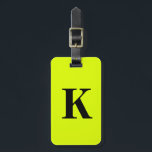 Professional Chartreuse Yellow Neon Monogram Name Luggage Tag<br><div class="desc">Monogrammed initial and also personal details like name,  address,  phone number and email all of which you can edit. Designed with attractive solid neon yellow colour background,  you can change the colour if you wish. Cool travel gift idea for him or her.</div>