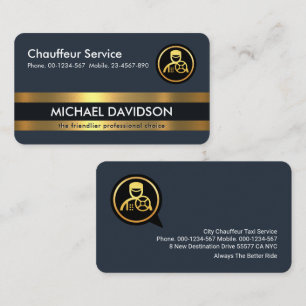 Professional Chauffeur Driver Gold Lines Business Card