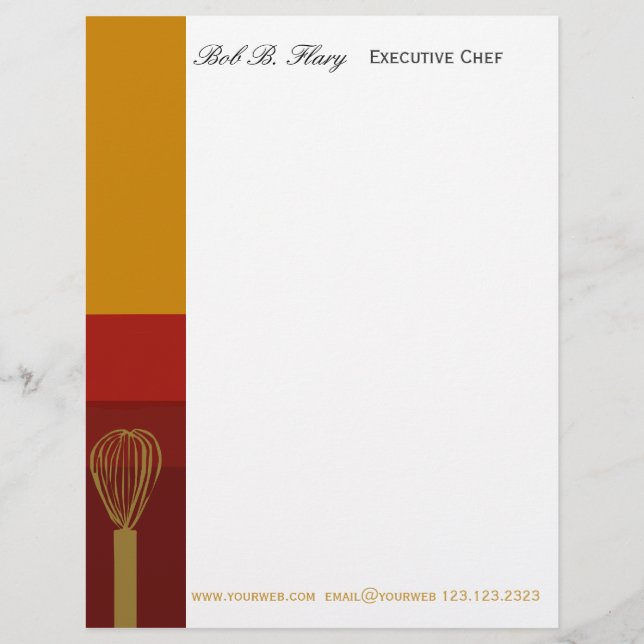 Professional Chef Catering Cook REcipes Letterhead (Front)