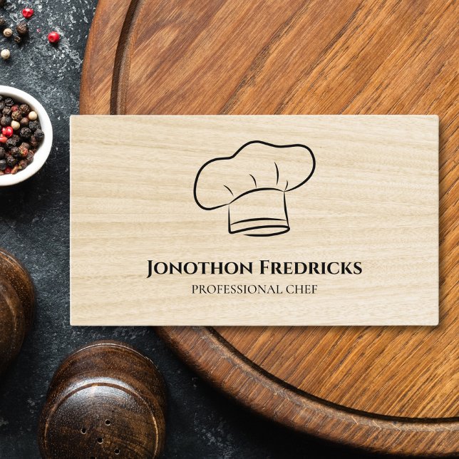 Professional Chef Hat Wood Catering Business Card (Creator Uploaded)