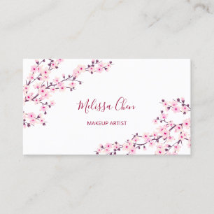 Professional Cherry Blossom Pink White Business Card