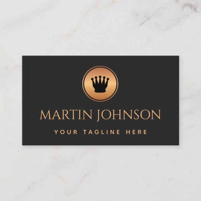 Professional Chess Player Coach Gold & Black Logo Business Card (Front)
