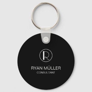 Professional Chic Elegant Plain and Monogram Keychain