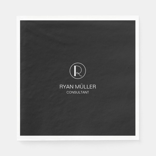 Professional Chic Elegant Plain and Monogram Napkin (Front)