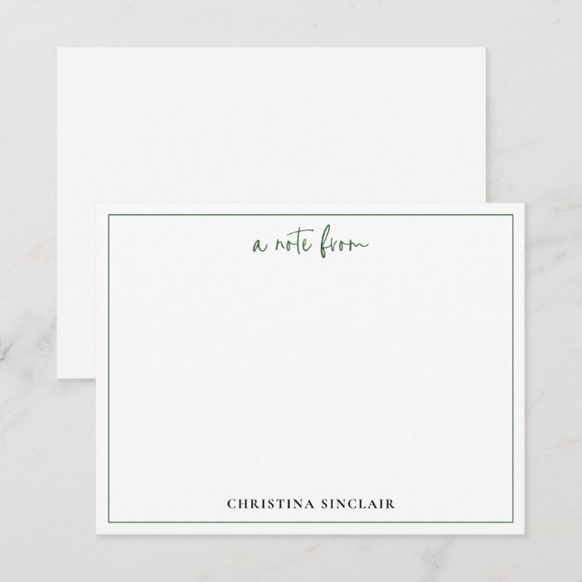 Professional Chic Emerald Green Typography Border Card (Front/Back)