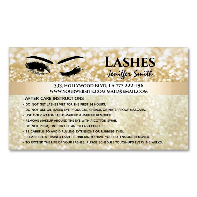 Professional chic glittery lashes after care 	Magnetic business card (Front)