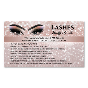 Professional chic glittery lashes after care Magnetic business card
