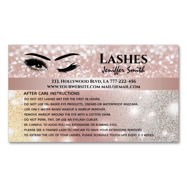 Professional chic glittery lashes after care 	Magnetic business card (Front)
