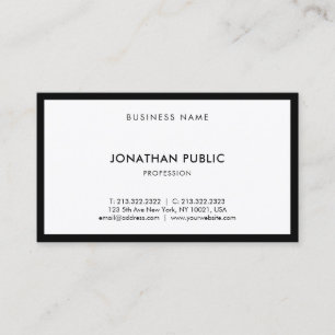 Professional Chic Modern Black White Elegant Plain Business Card