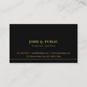 Professional Chic Simple Template Black And Gold Business Card