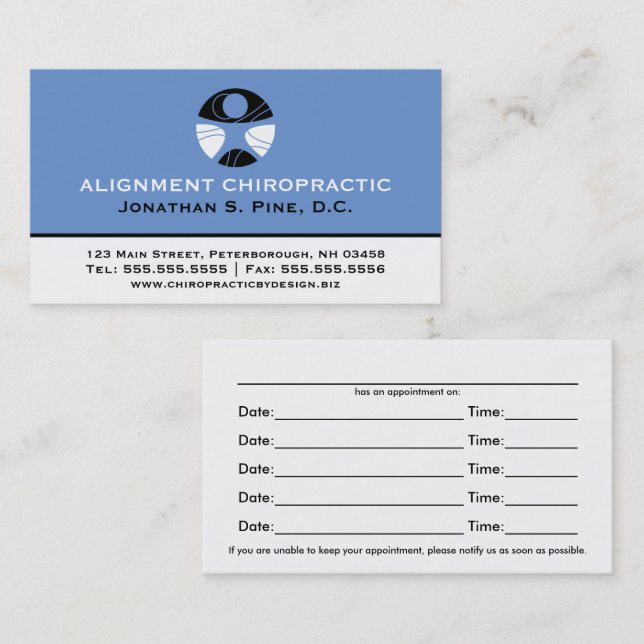 Professional Chiropractor Multiple Appointment Business Card (Front/Back)