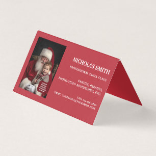 Professional Christmas Photo Santa Claus Folded Business Card