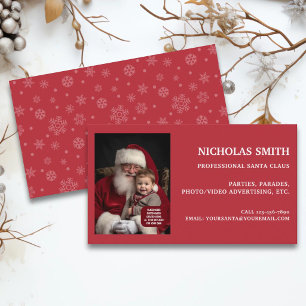 Professional Christmas Snowflake Santa Claus Photo Business Card