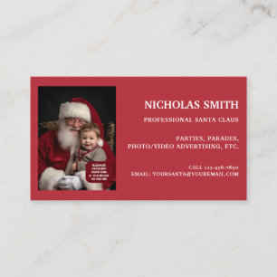 Professional Christmas Snowflake Santa Claus Photo Business Card
