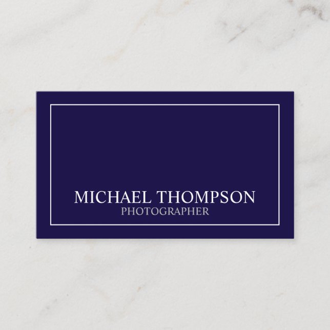 Professional Classic Navy Blue and White Business Card (Front)