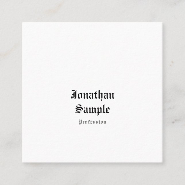 Professional Classic Nostalgic Look Old English Square Business Card (Front)