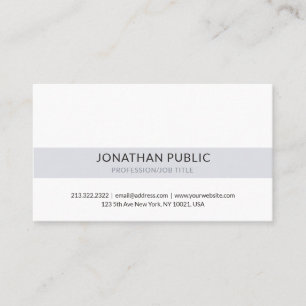 Professional Classic Stylish Grey White Simple Business Card