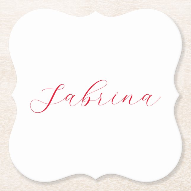Professional classical handwriting name custom paper coaster (Front)