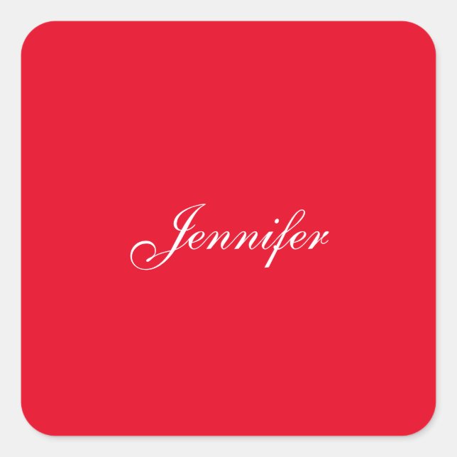 Professional classical handwriting name custom red square sticker (Front)