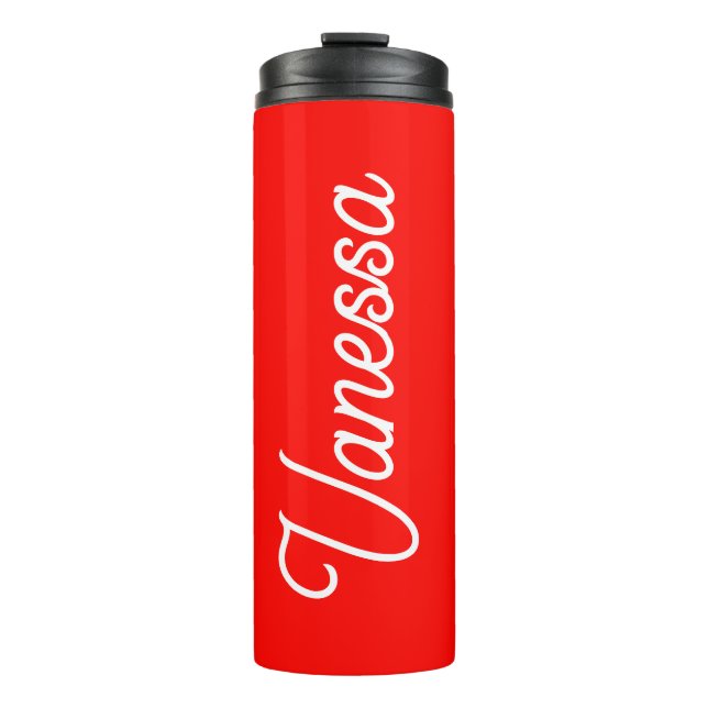 Professional classical handwriting name custom red thermal tumbler (Front)