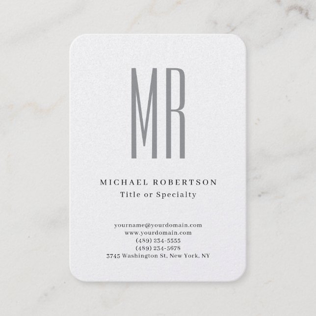 Professional Classical Monogram Minimalist Plain Business Card (Front)