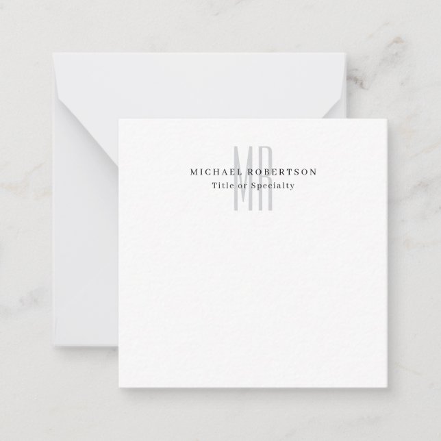 Professional Classical Monogram Minimalist Plain Card (Front)