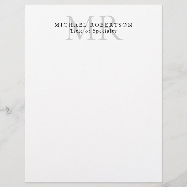Professional Classical Monogram Minimalist Plain Letterhead (Front)