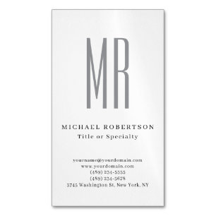 Professional Classical Monogram Minimalist Plain Magnetic Business Card