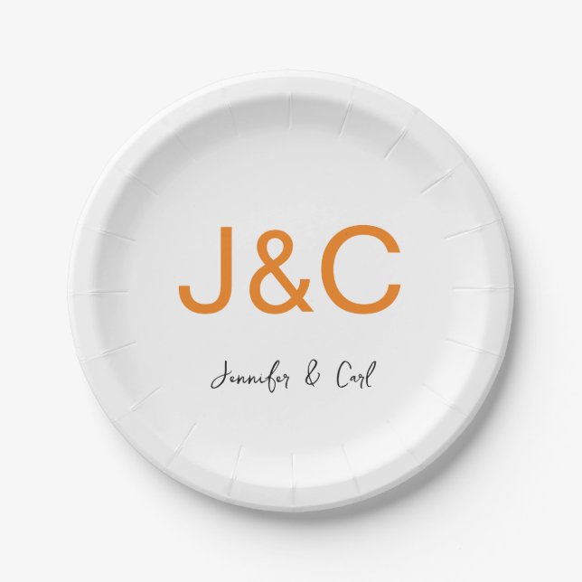 Professional Classical Monogram Minimalist Plain Paper Plate (Front)