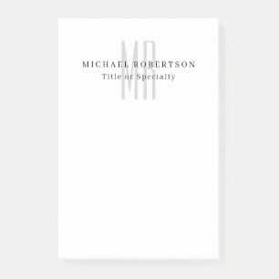 Professional Classical Monogram Minimalist Plain Post-it Notes