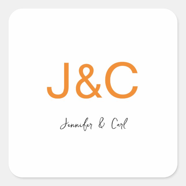 Professional Classical Monogram Minimalist Plain Square Sticker (Front)