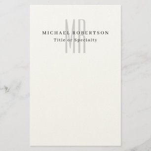 Professional Classical Monogram Minimalist Plain Stationery