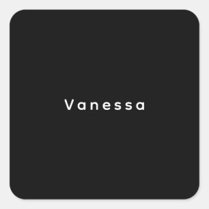 Professional classical plain name custom black square sticker