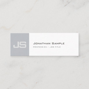 Professional Clean Chic Trendy Monogram Plain Mini Business Card