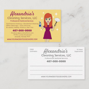 Professional Cleaning/Janitorial Housekeeping Business Card