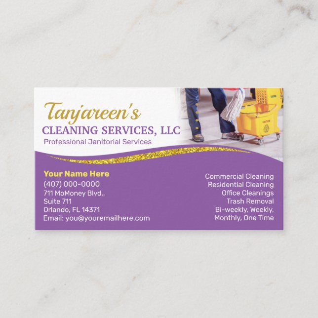 Professional Cleaning/Janitorial Housekeeping Serv Business Card (Front)