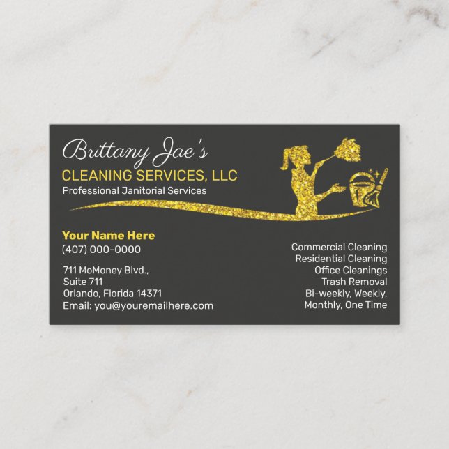 Professional Cleaning/Janitorial Housekeeping Serv Business Card (Front)