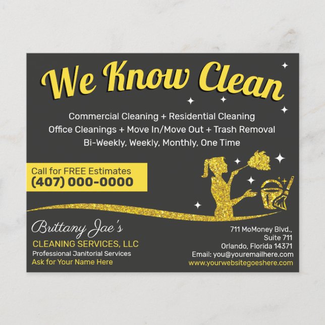 Professional Cleaning/Janitorial Housekeeping Serv Flyer (Front)